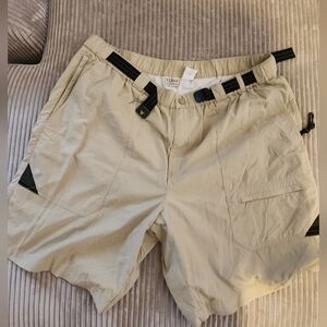 LL Bean Tan Cargo Shorts with Adjustable Waistband